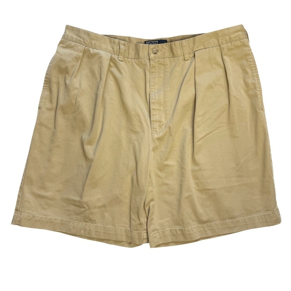 Vintage Y2K Polo Ralph Lauren Tyler Shorts 100% Cotton Chino Beige Khaki Mens 40